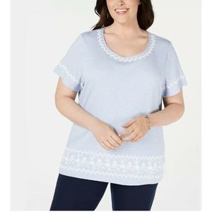 Karen Scott 3X Cotton  Top Blue #V021
